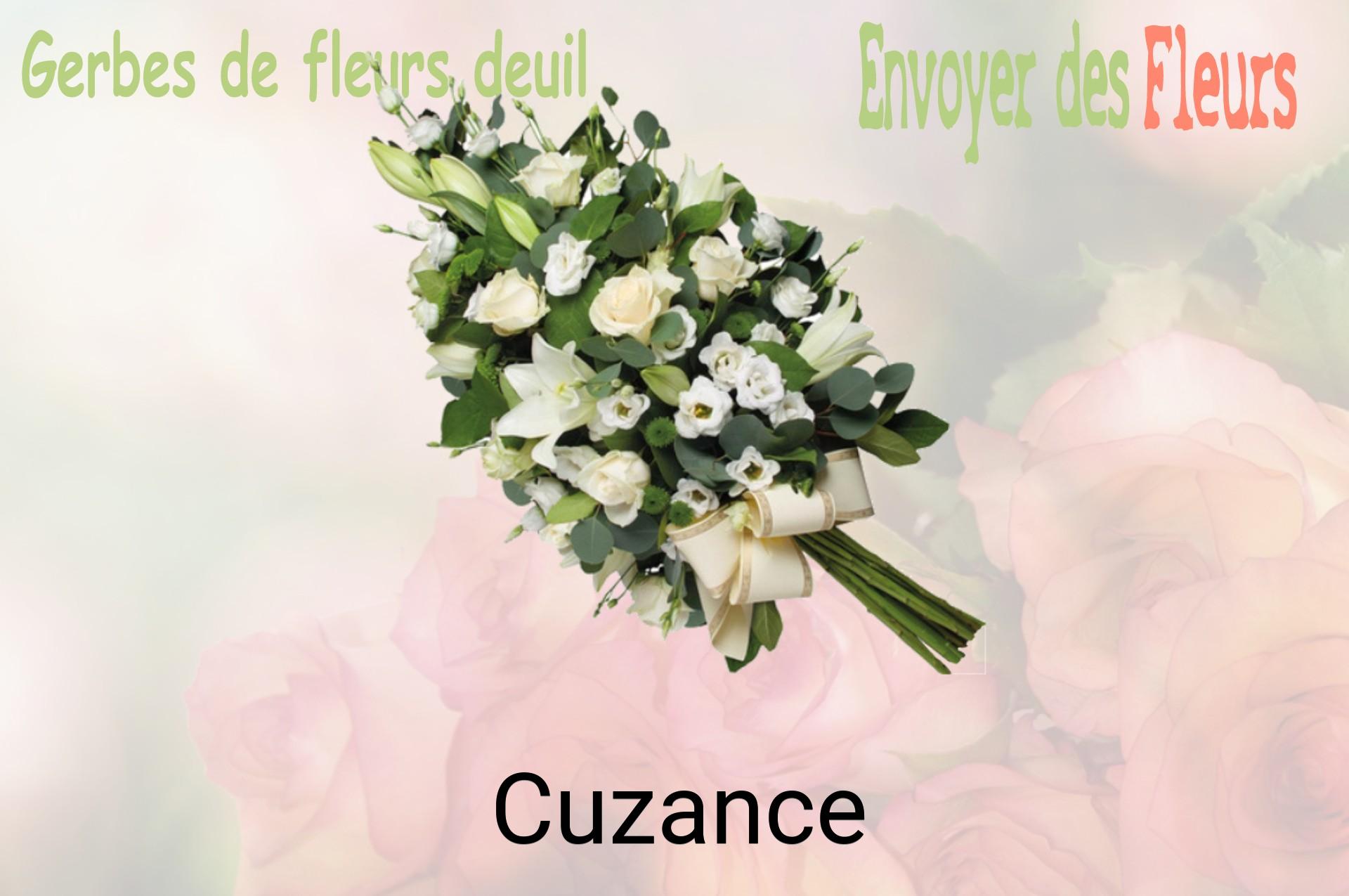 Gerbe de fleurs de deuil livrée à Cuzance